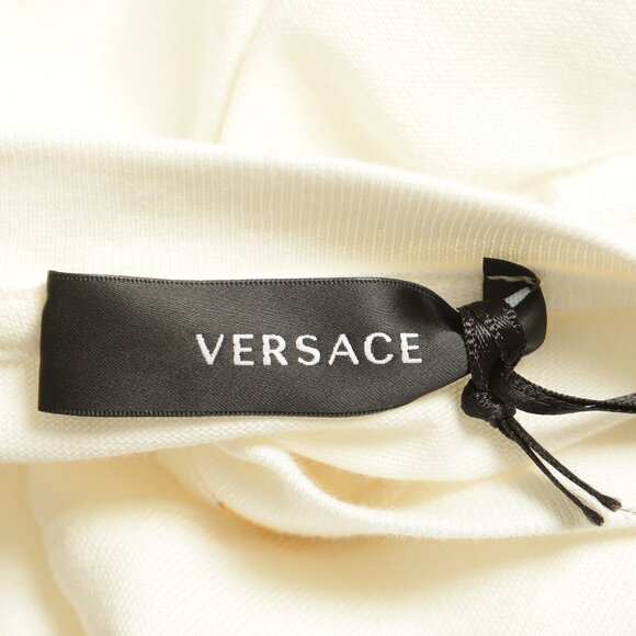 Versace Men's White & Gold Heritage Logo Print Short Sleeve T-Shirt US S IT 48 - Picture 5 of 6